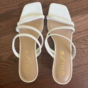 White strappy wedges